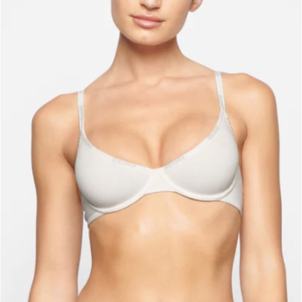 SKIMS SZ 44DD Cotton Logo Underwire Adjustable Demi Bra NEW